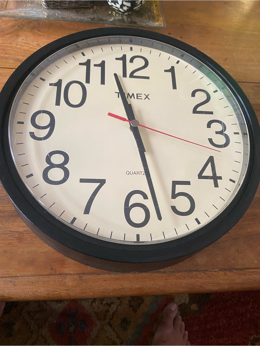 Vintage Timex Large, Black, Off White and Round Wall Clock